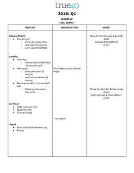 2016: Q1 Warm-Up Feel: Energy Posture Modification Music