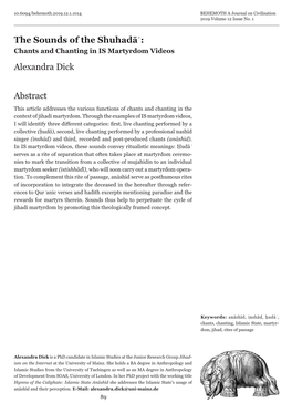 The Sounds of the Shuhadāʾ: Alexandra Dick Abstract