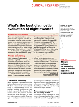 What's the Best Diagnostic Evaluation of Night Sweats?