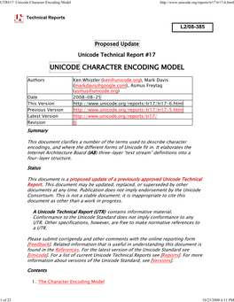 UTR#17: Unicode Character Encoding Model