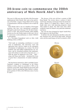 20-Krone Coin to Commemorate the 200Th Anniversary of Niels Henrik Abel’S Birth