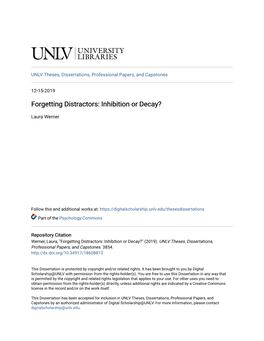 Forgetting Distractors: Inhibition Or Decay?