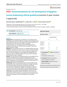 Human Biobanking Ethical Guidelines[Version 2; Peer Review