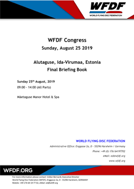 2019 WFDF Congress Briefing Book