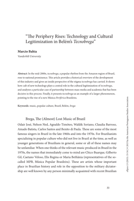 “The Periphery Rises: Technology and Cultural Legitimization in Belém's Tecnobrega”