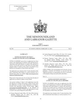 The Newfoundland and Labrador Gazette