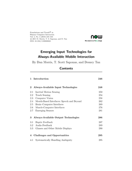 Emerging Input Technologies for Always-Available Mobile Interaction by Dan Morris, T