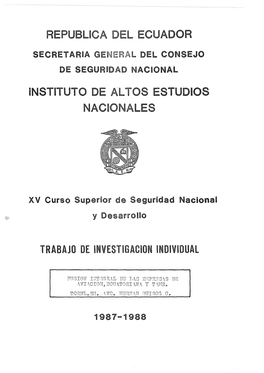 Re Publica Del Ecuador Instituto De Altos Estudios