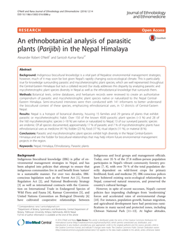 An Ethnobotanical Analysis of Parasitic Plants (Parijibi) in the Nepal Himalaya Alexander Robert O’Neill1 and Santosh Kumar Rana2*