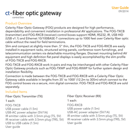 •Fiber Optic Gateway 09/2014 Control Box