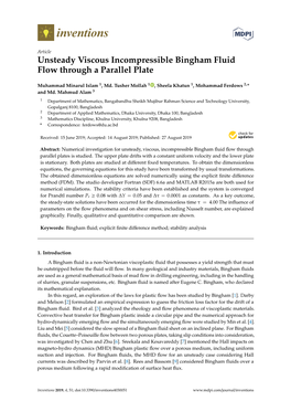 Unsteady Viscous Incompressible Bingham Fluid Flow Through a Parallel Plate