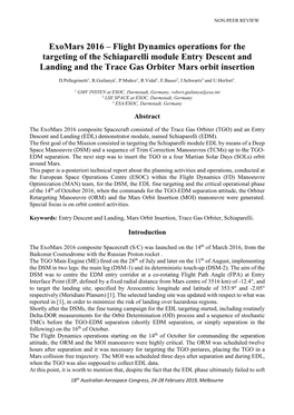 Exomars 2016 – Flight Dynamics Operations for the Targeting of the Schiaparelli Module Entry Descent and Landing and the Trace Gas Orbiter Mars Orbit Insertion