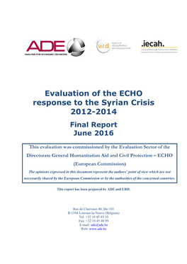 Evaluation of the ECHO Response to the Syrian Crisis 2012-2014