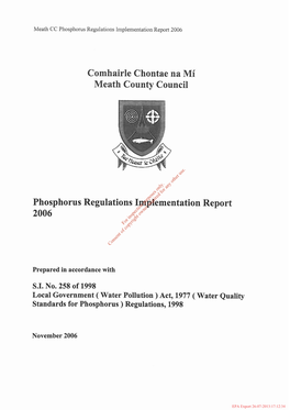 Comhairle Chontae Na Mi Meath County Council Phosphorus