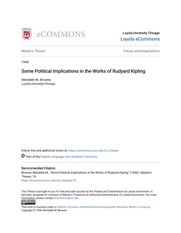 Some Political Implications in the Works of Rudyard Kipling