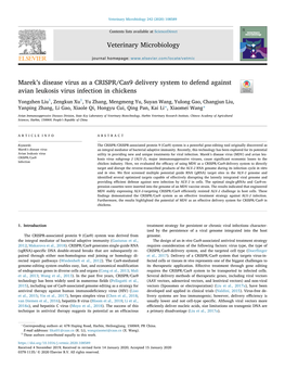 Marek's Disease Virus As a CRISPR/Cas9 Delivery System To