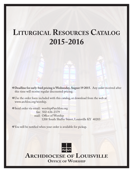 Liturgical Resources Catalog 2015-2016