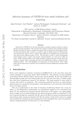 Infection Dynamics of COVID-19 Virus Under Lockdown and Reopening