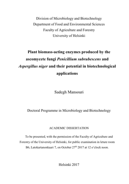 Plant Biomass-Acting Enzymes Produced by the Ascomycete Fungi Penicillium Subrubescens and Aspergillus Niger and Their Potential in Biotechnological Applications