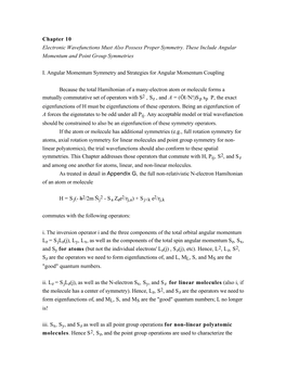 Chapter 10 Electronic Wavefunctions Must Also Possess Proper Symmetry