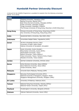 Humboldt Partner Universities