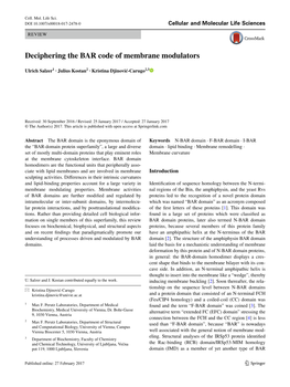 Deciphering the BAR Code of Membrane Modulators