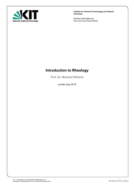 Introduction to Rheology