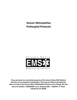 Denver Metropolitan Prehospital Protocols