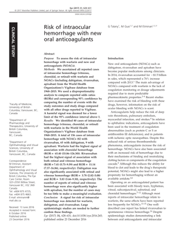 Risk of Intraocular Hemorrhage with New Oral Anticoagulants G Talany Et Al 629