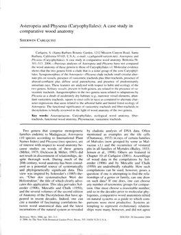 Asteropeia and Physena (Caryophyhales): a Case Study in Comparative Wood Anatomy