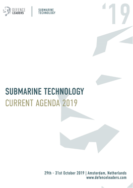 SUBMARINE TECHNOLOGY 29Th – 31St October 2019, Park Plaza Amsterdam Airport, Amsterdam, the Netherlands