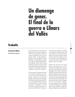 Un Diumenge De Gener. El Final De La Guerra a Llinars Del Vallès