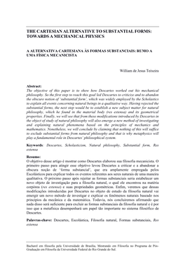 The Cartesian Alternative to Substantial Forms: Towards a Mechanical Physics