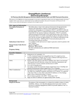 Empagliflozin (JARDIANCE) Monograph