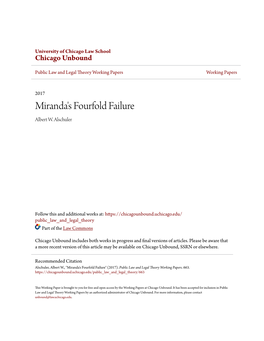 Miranda's Fourfold Failure Albert W