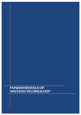 Fundamentals of Vacuum Technology