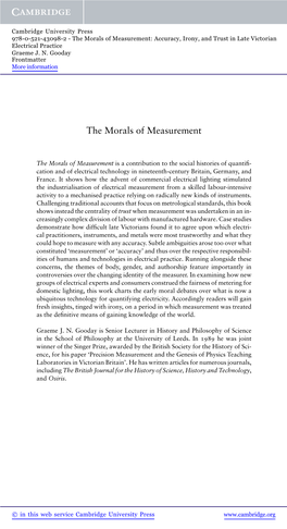 The Morals of Measurement: Accuracy, Irony, and Trust in Late Victorian Electrical Practice Graeme J