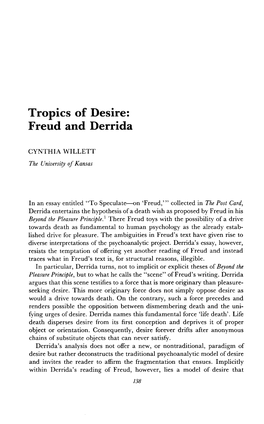 138 Tropics of Desire: Freud and Derrida CYNTHIA WILLETT