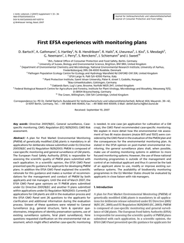 First EFSA Experiences with Monitoring Plans