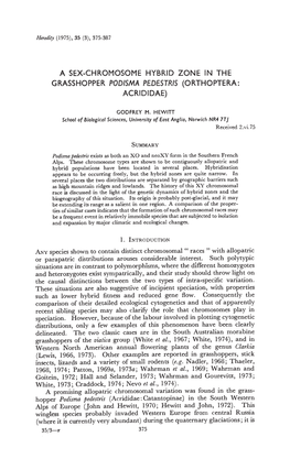 A SEX-CHROMOSOME HYBRID ZONE in the Or Parapatric