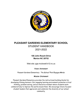 Pleasant Gardens Elementary School Student Handbook 2021-2022