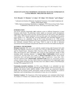 Myostatin Gene Polymorphism and Double Muscling Expression in Cattle Breeds : Preliminary Results