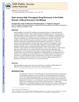 NIH Public Access Author Manuscript Curr Pharm Biotechnol