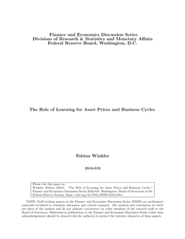 The Role of Learning for Asset Prices and Business Cycles