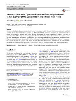 Echinoidea) from Malaysian Borneo and an Overview of the Central Indo-Pacific Echinoid Fossil Record