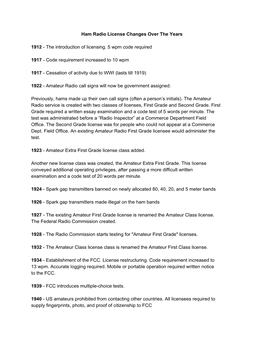 Ham Radio License Changes Over the Years 1912