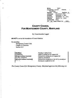 36-01 Concerning: Council Districts Boundaries Revised: 12-4-01 Draft No. 2 Introduced: November 6 2001 Enacted: December 11