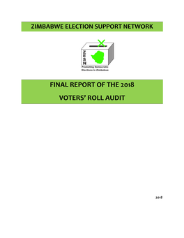 Final Report of the 2018 Voters' Roll Audit