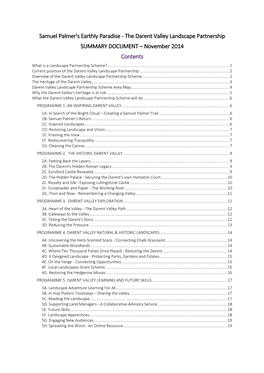 The Darent Valley Landscape Partnership SUMMARY DOCUMENT – November 2014 Contents What Is a Landscape Partnership Scheme?