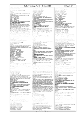 Radio 7 Listings for 15 – 21 May 2010 Page 1 of 7 SATURDAY 15 MAY 2010 Aunt Ada Doom